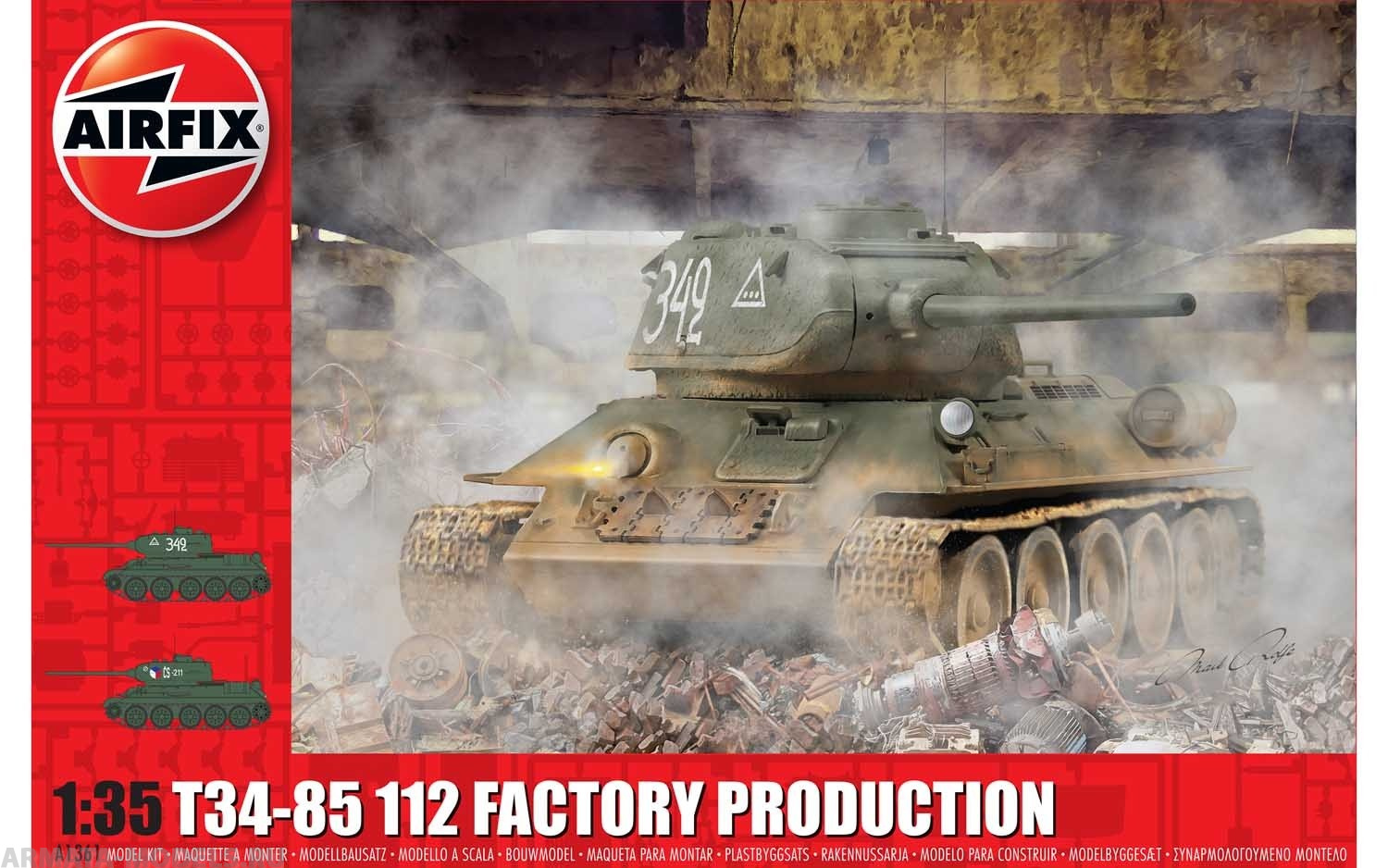 A1361 Сборная модель танка T34-85 112 Factory Production Airfix