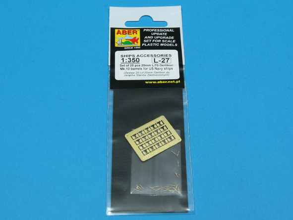 ABR-1:350-L-27  Дополнения для  Set of 20 pcs 20 mm L/70 Oerlikon Mk.10 barrels for US Navy ships для  1/350