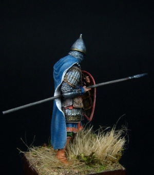 CHM-54098(M). Русский тяжелый копейщик, 14 век. 54 мм. Материал – белый металл Chronos Miniatures