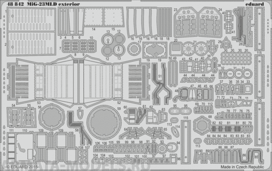 48842 Фототравление MiG-23MLD exterior для модели Трумпетер