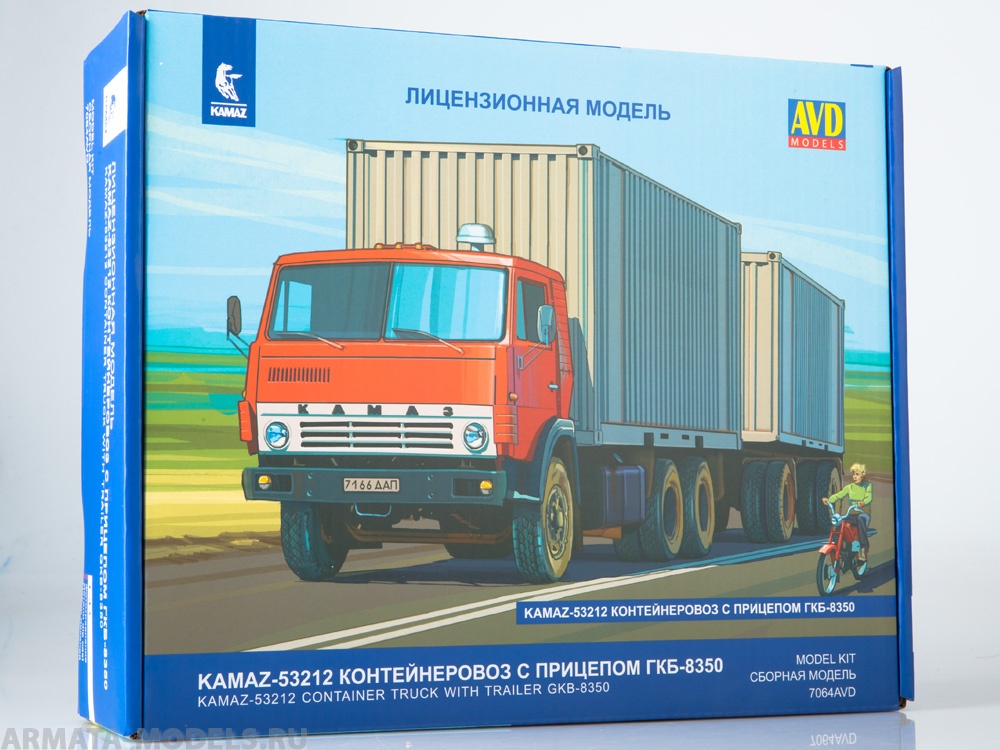 7064AVD Сборная модель КАМАЗ-53212 контейнеровоз с прицепом ГКБ-8350 AVD Models