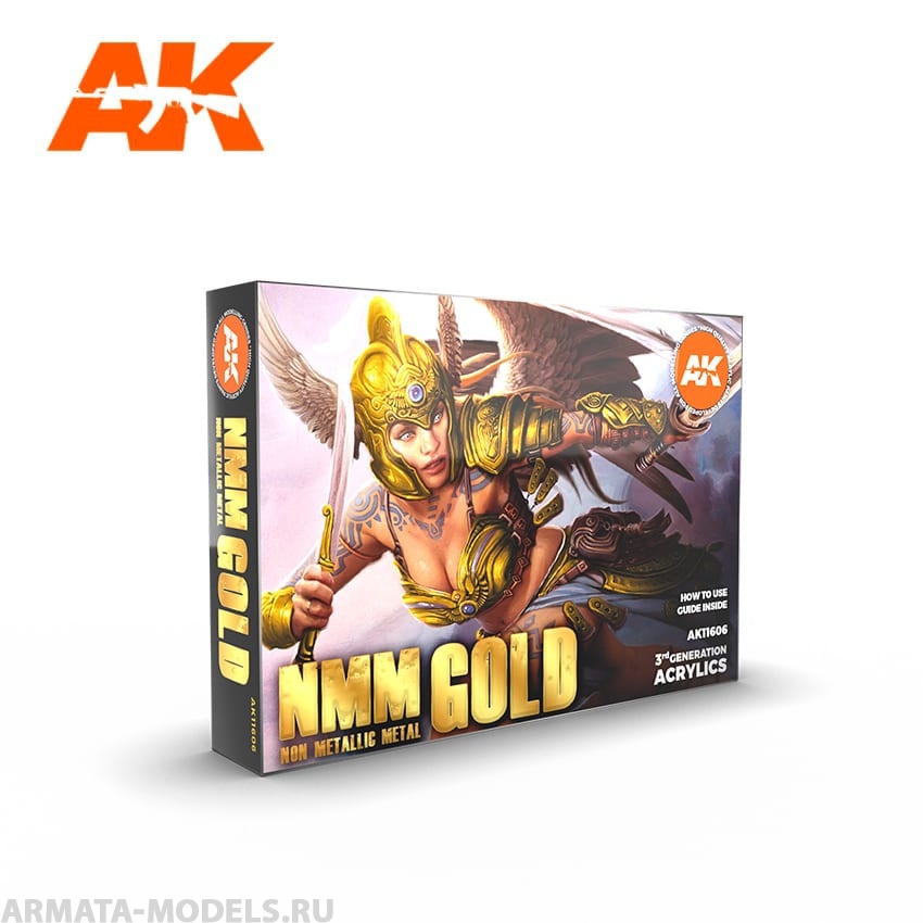 AK11606 Набор акриловых красок NMM (Non Metallic Metal) GOLD Set