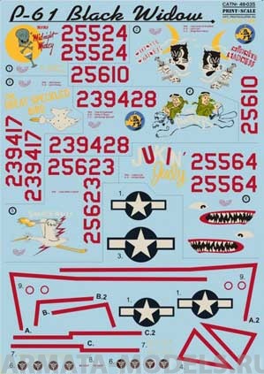 PS48-035 Декаль для P-61 Black Widow ч.2
