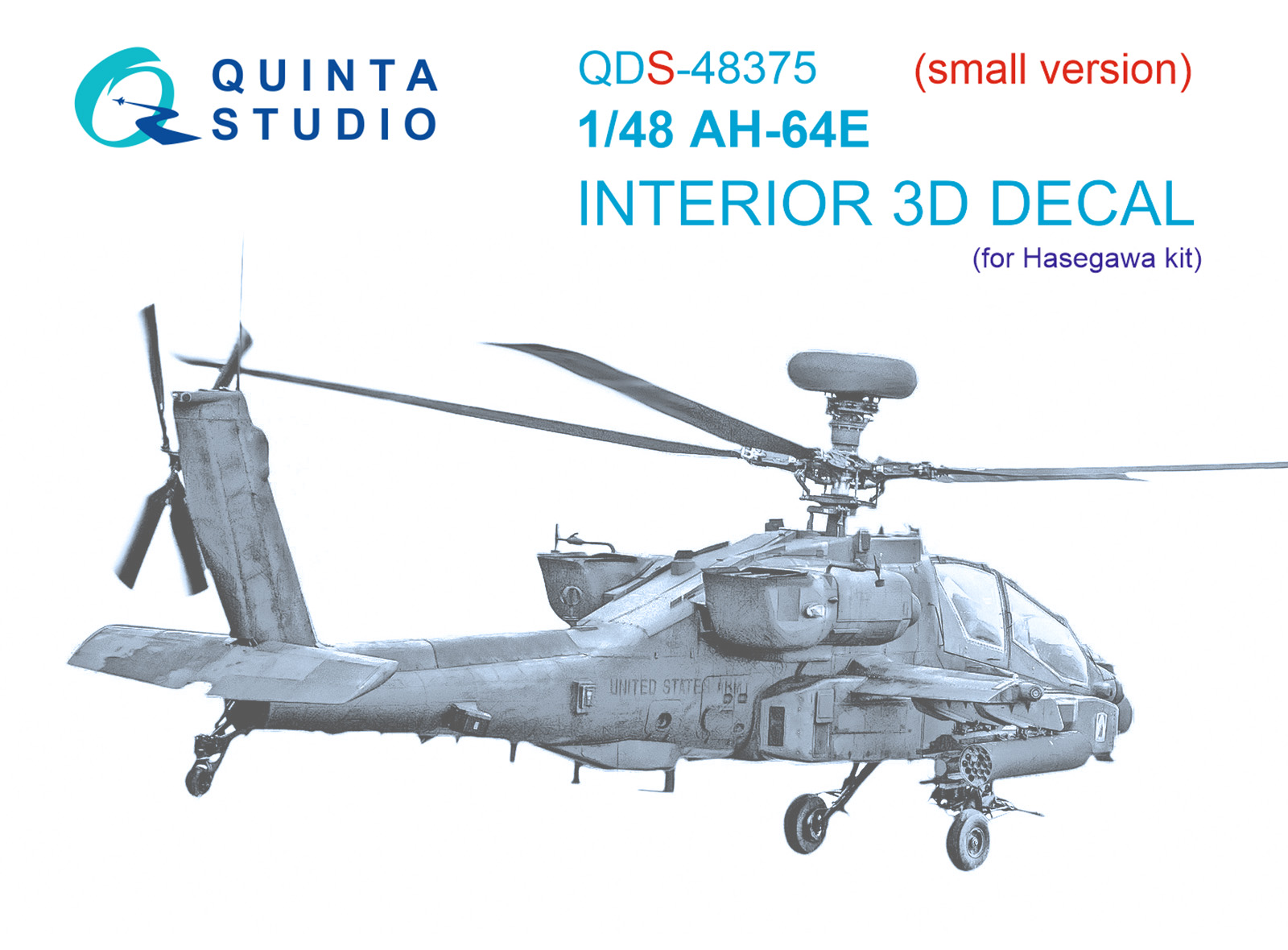 QDS-48375 3D Декаль интерьера кабины AH-64E (Hasegawa) (Малая версия)