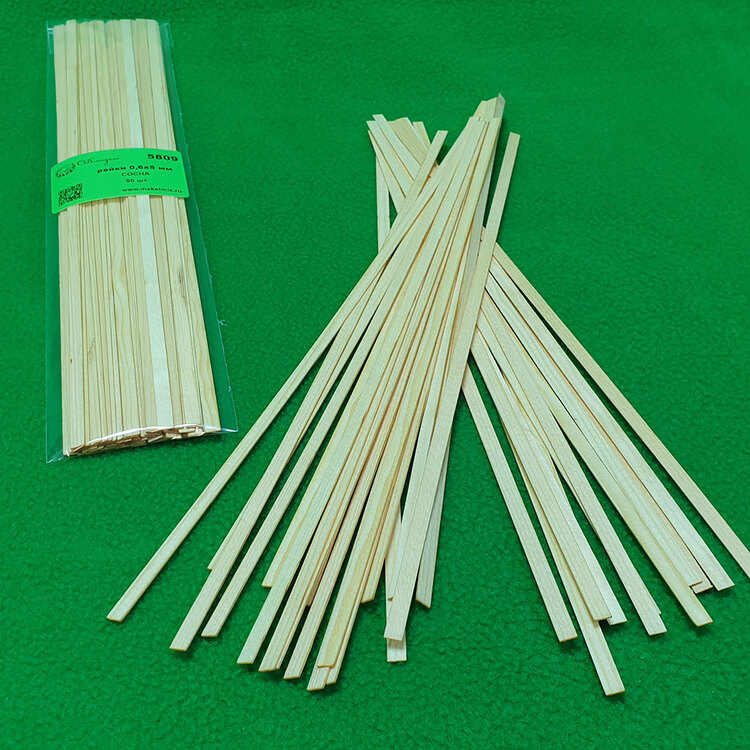 5809 рейки 0,6х5 мм - длина 300 мм - 50 шт - сосна