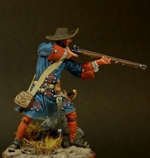 CHM-54093(M). Фузилер Гвардейских пехотных полков, Россия 1704-09 гг. (2 варианта патронных сумок). 54 мм. Материал – белый металл