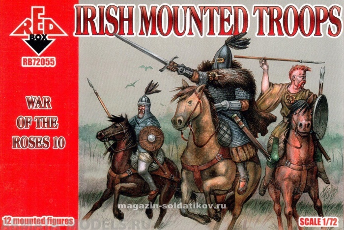 RB72055 Фигуры War of the Roses 10. Irish Mounted Troops  Red Box