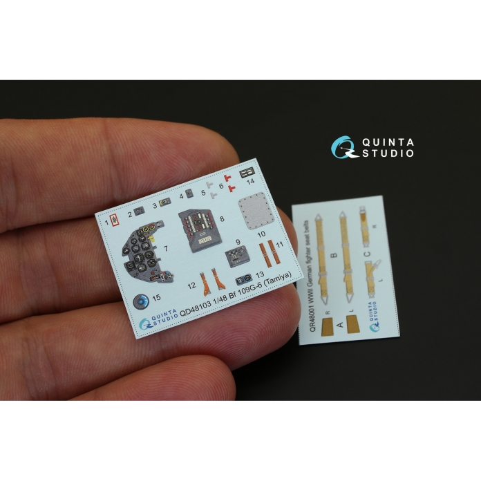 QD48103 1/48 3D Декаль интерьера кабины Bf 109G-6 (для модели Tamiya) Quinta Studio