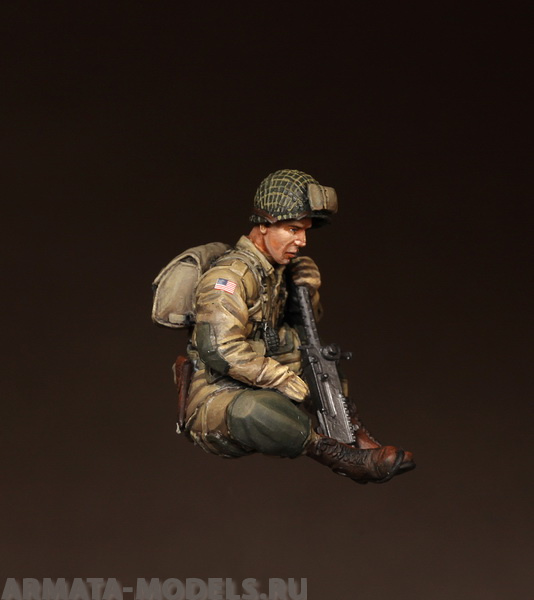 3589SOGA U.S. Army Airborne machine gunner 30 caliber on Sherman. SOGA Miniatures