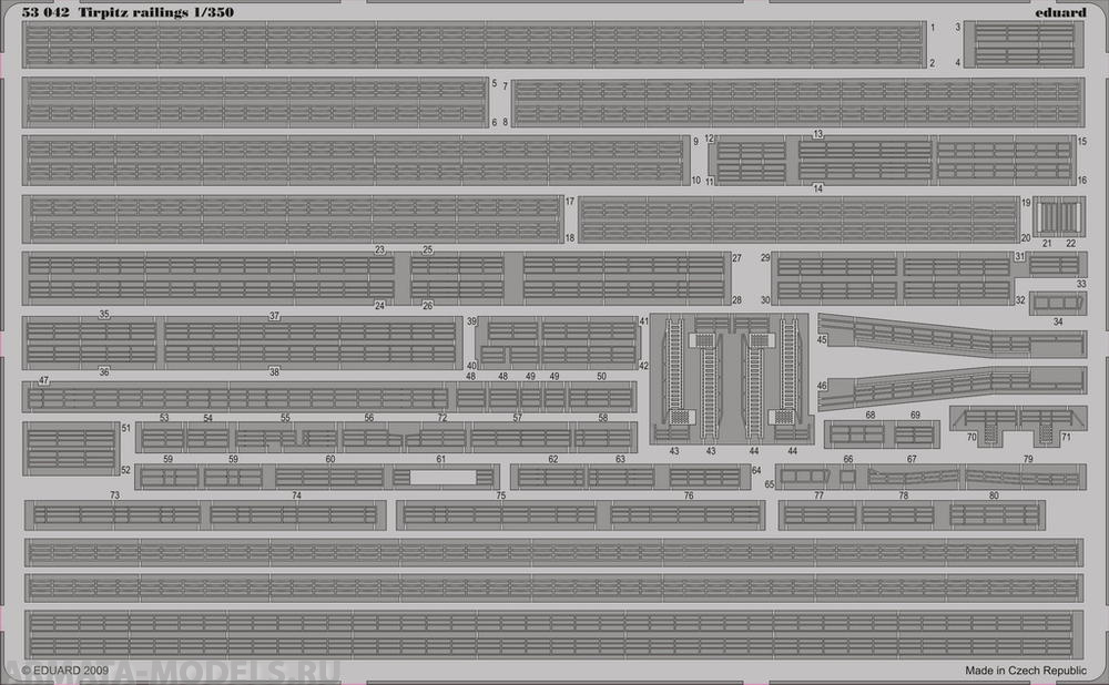 53042ED Комплект фототравления SUPERSET 1/350 Tirpitz railings (REV)