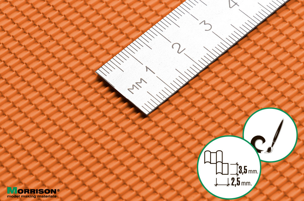 041mch087 Объёмная текстура металлочерепицы М 1:87 (Лист А4-19см.х28см.)