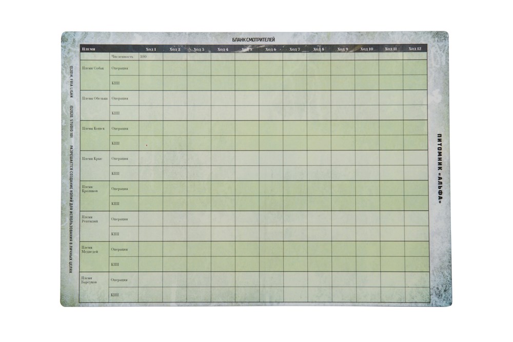 STFLM25ST Мутанты: Набор бланков для игры за зверомутантов (5 бланков персонажа и 1 бланк Революции)