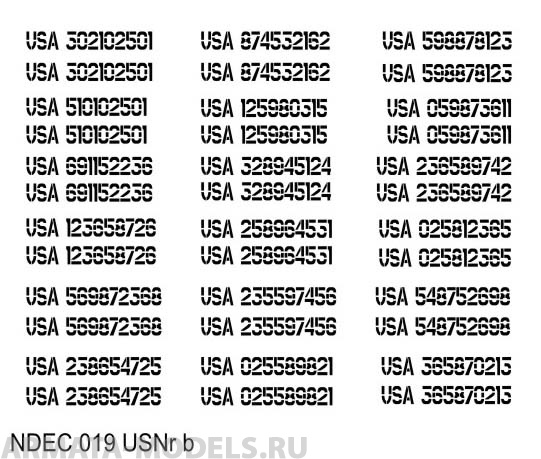 NDEC019 Серийные номера американской БТТ времен войны во Вьетнаме. Цвет черный