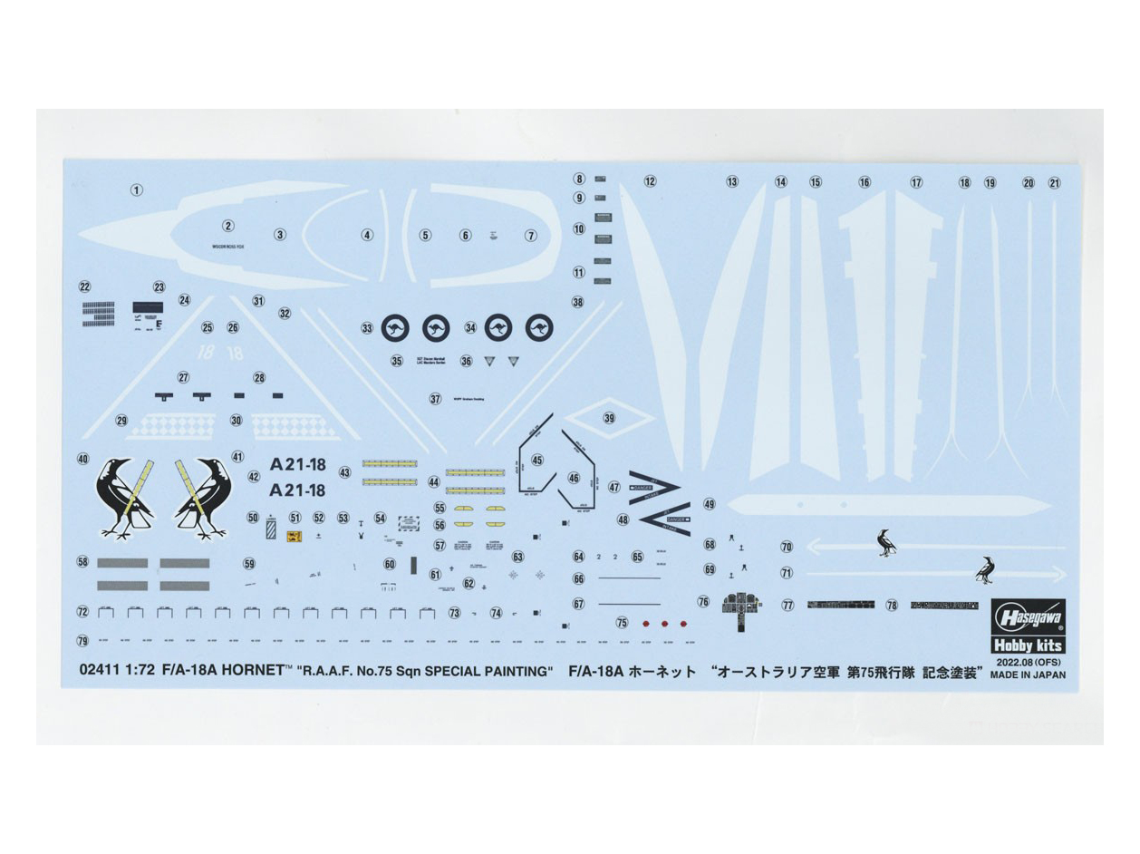 02411-Истребитель королевских ВВС Австралии F/A-18A quot;RAAF No.75 Sqn Special Paintingquot; Hasegawa