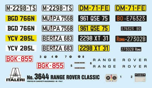 3644ИТ Автомобиль RANGE ROVER Classic (10013160/241120/0671781, ИТАЛИЯ ) Italeri