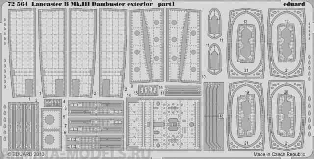 72564 Фототравление Lancaster B Mk.III Dambuster exterior   для модели фирмы Airfix