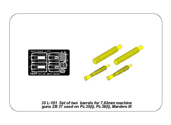 ABR-35-L-101  Дополнения для  Set of 2 barrels for machine guns ZB 37 used on Pz.35/38(t) tanks универсальный набор 1/35