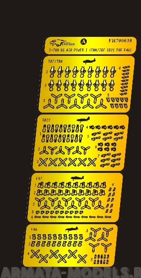 FH700038 Фототравление WW II US Air Power I (TBM/TBF SB2C F6F F4U)