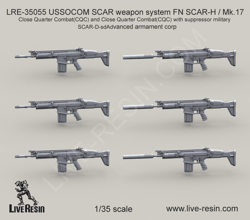 LRE35055 USSOCOM SCAR weapon system FN SCAR-H / Mk.17  Close Quarter Combat(CQC) and Close Quarter Combat(CQC) with suppressor military SCAR-D-sd Advanced armament corp