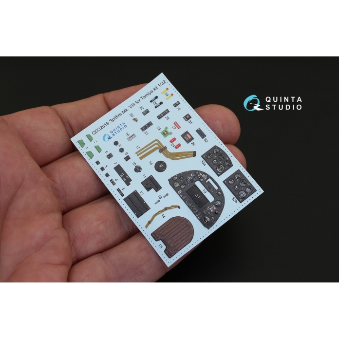 QD32019 1/32 3D Декаль интерьера кабины Spitfire Mk.VIII (для модели Tamiya) Quinta Studio