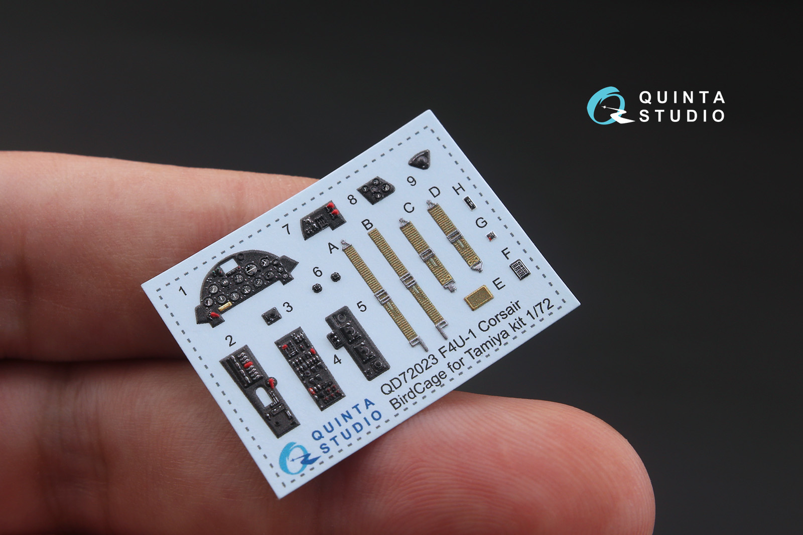 QD72023 3D Декаль интерьера кабины F4U-1 Corsair (Bird cage)  (для модели Tamiya)