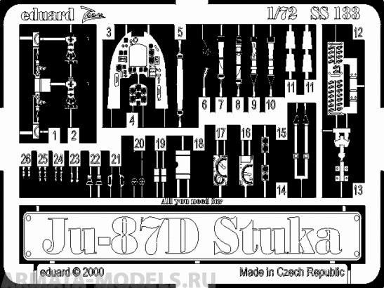 SS133 Фототравление Ju 87D Stuka For ITALERI kit (Eduard) 1/72