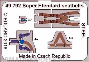 49792 Фототравление Super Etendard seatbelts Steel For Kitty Hawk kit