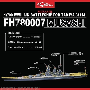 FH780007 WWII IJN BATTLESHIP MUSASHI (FOR TAMIYA 31114)