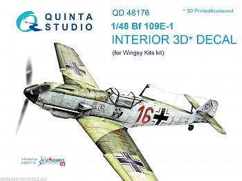QD48176 3D Декаль интерьера кабины Bf 109E-1 (для модели Wingsy kits)