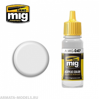 AMIG0047 Ammo Mig Акриловая краска SATIN WHITE 17 мл